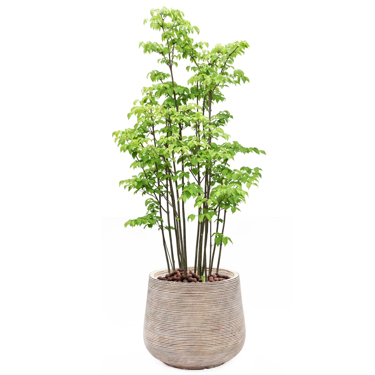 17.32" Diameter Handmade Distressed Fiber Stone Round Pot Planters - 15" H x 17.32" Diameter