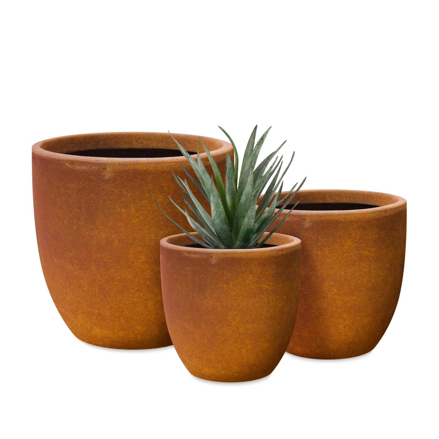 Kante 20", 16.5", 13.3"W Weathered Finish Round Concrete Planters (Set of 3), Outdoor/Indoor Decorative Pots w/ Drainage Hole