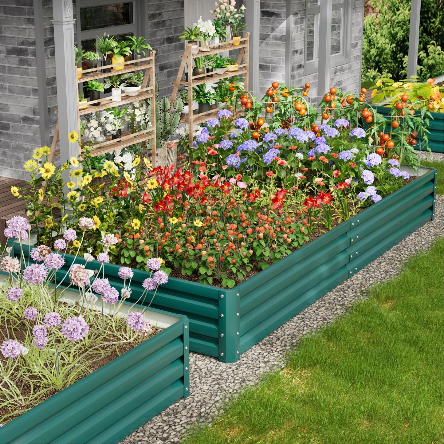 Homall Galvanized Raised Metal Planter Box Garden Bed Planter