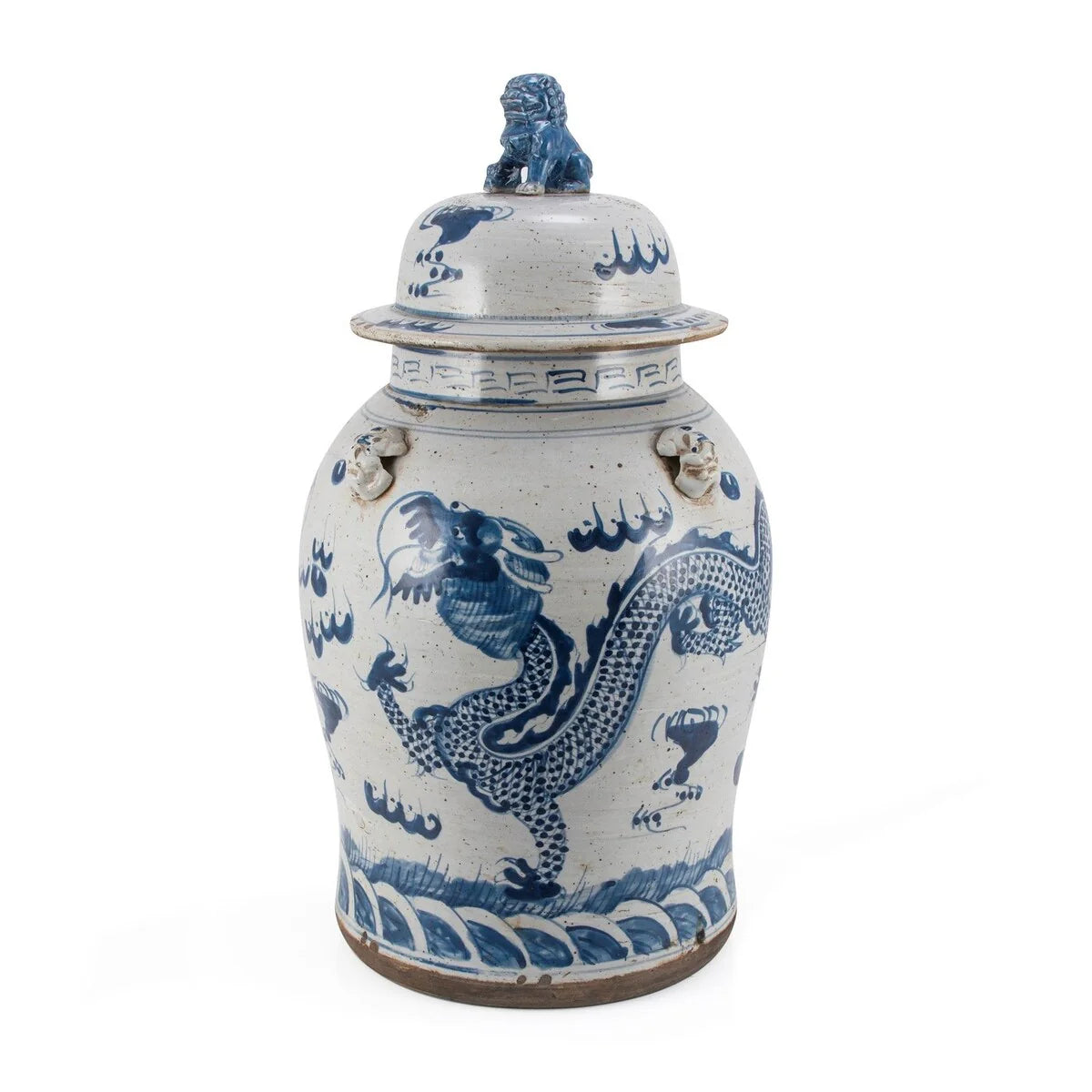 Vintage Temple Jar Dragon Motif - Large