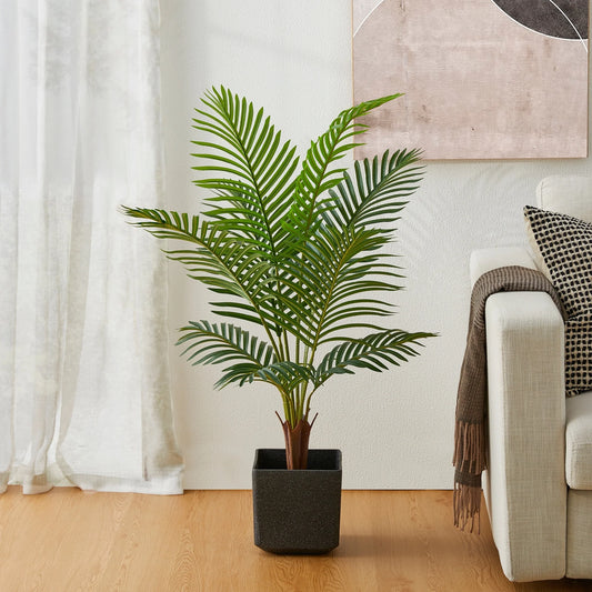 Glitzhome 43"H Real Touch Areca Palm Artificial Fronds Tree in Pot - 19.75"D x 43.25"H