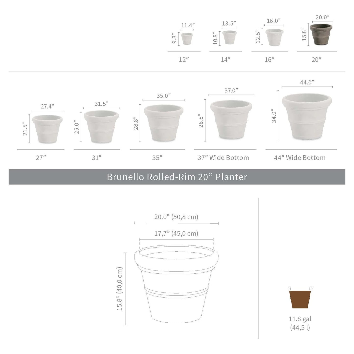 Brunello Classic Round Planter