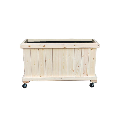 45inx25inx14in Solid Wood Rolling Planter Barrier