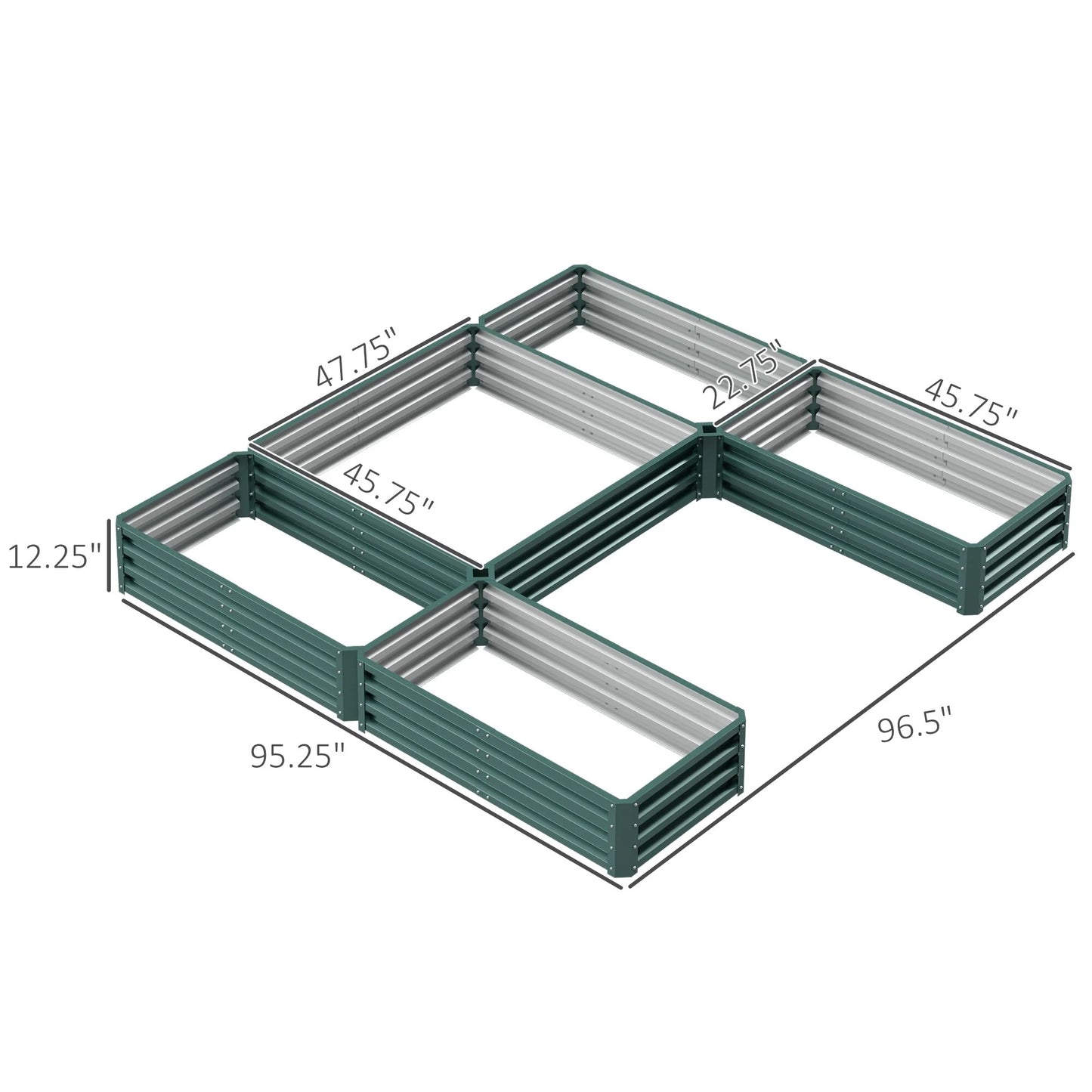 Outsunny 8 x 8' Raised Garden Bed Set, 5 Large Steel Flower Planters for Outdoor Plants, Easy Assembly