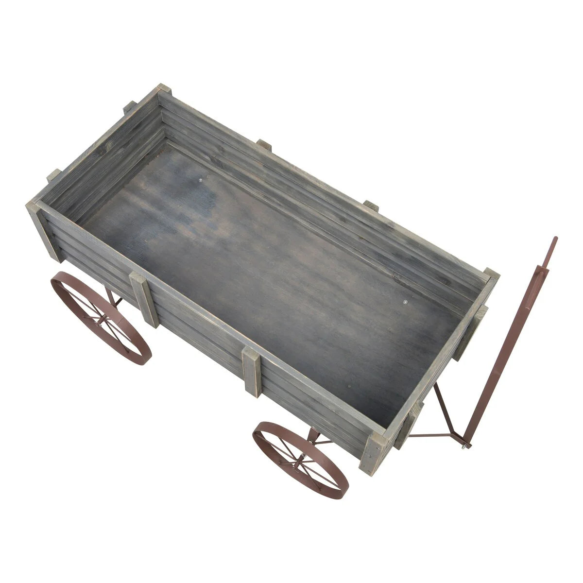 Goldcoast 51" Rustic Wagon Garden Planter with Metal Wheels