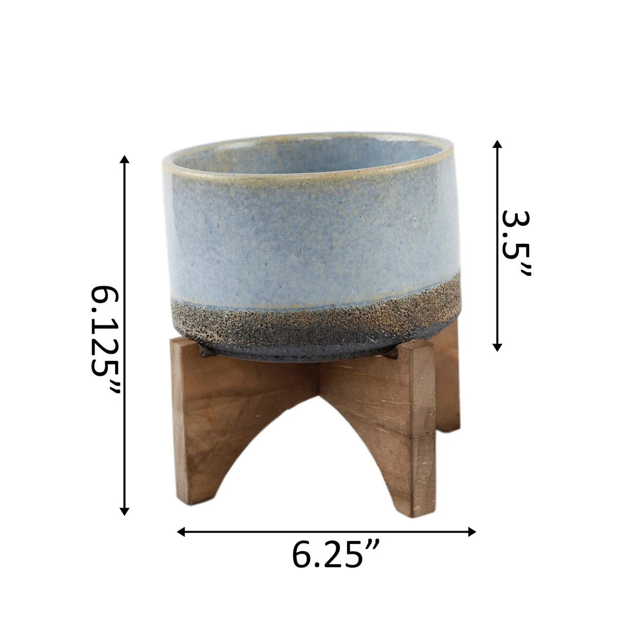 Mid-Century 6.25" Lava Pot on Woodstand