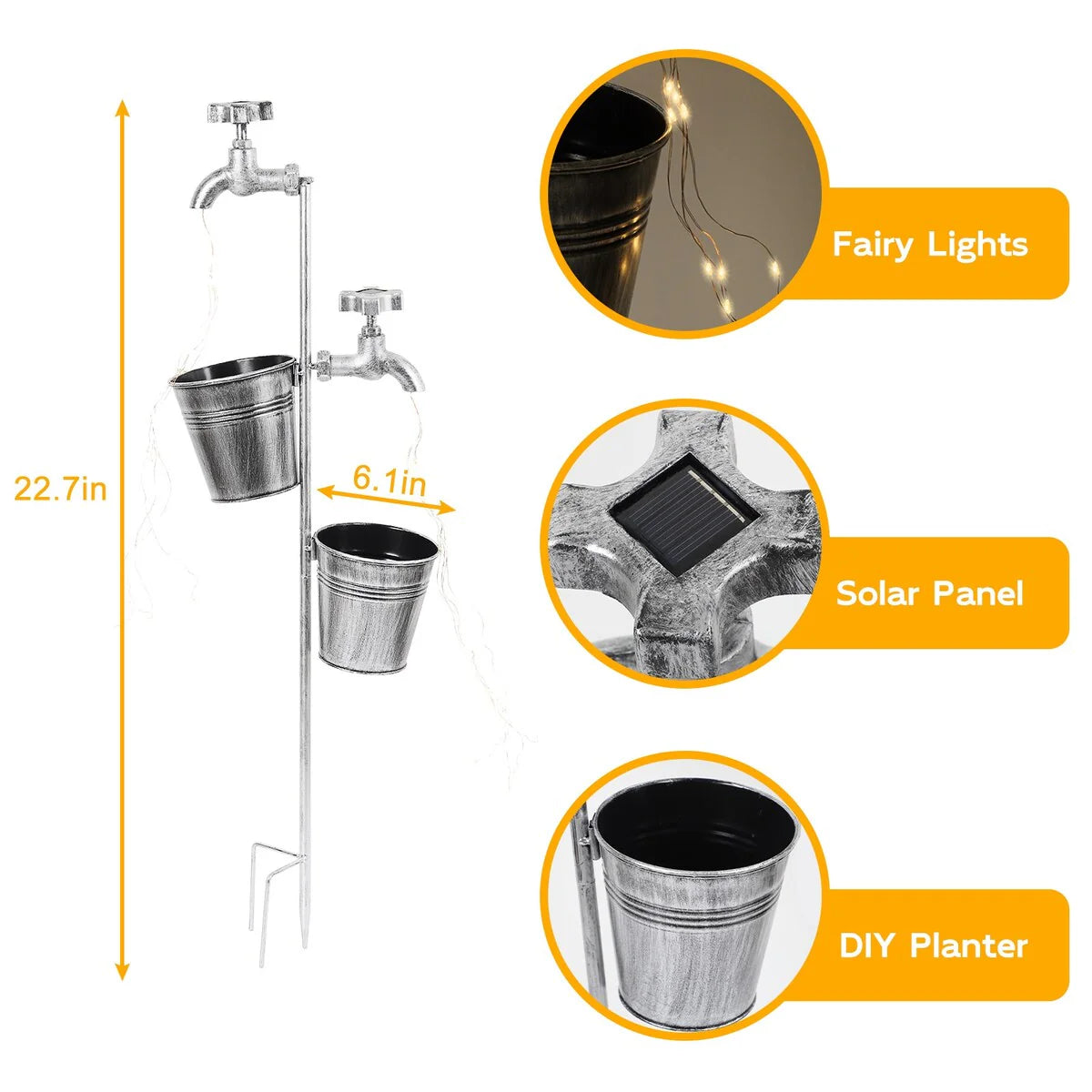 Solar Shower Garden Art Light Decoration LED Fairy Lights with Planter