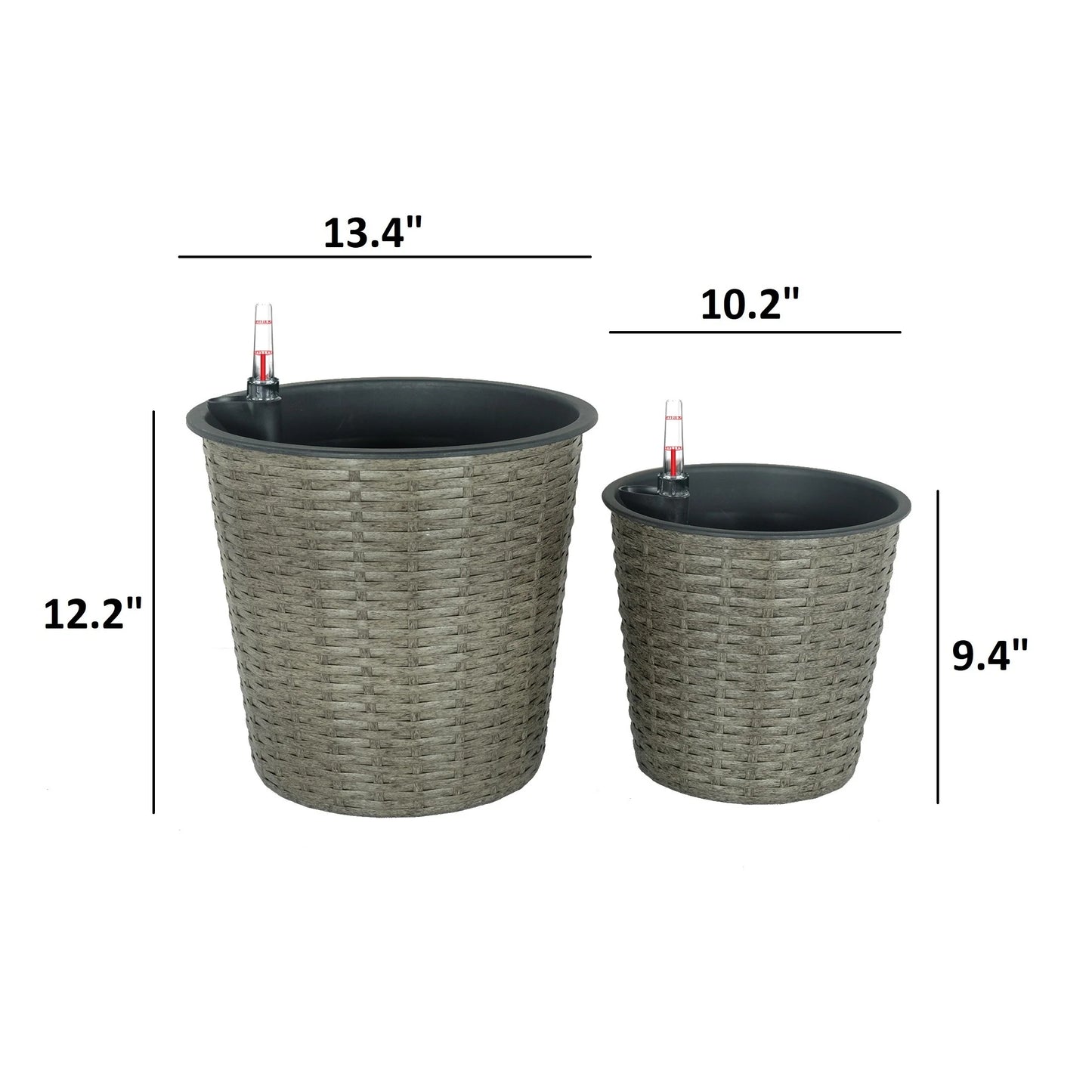 DTY Signature 2-Pack Self-watering Wicker Decor Planter for Indoor and Outdoor - Round