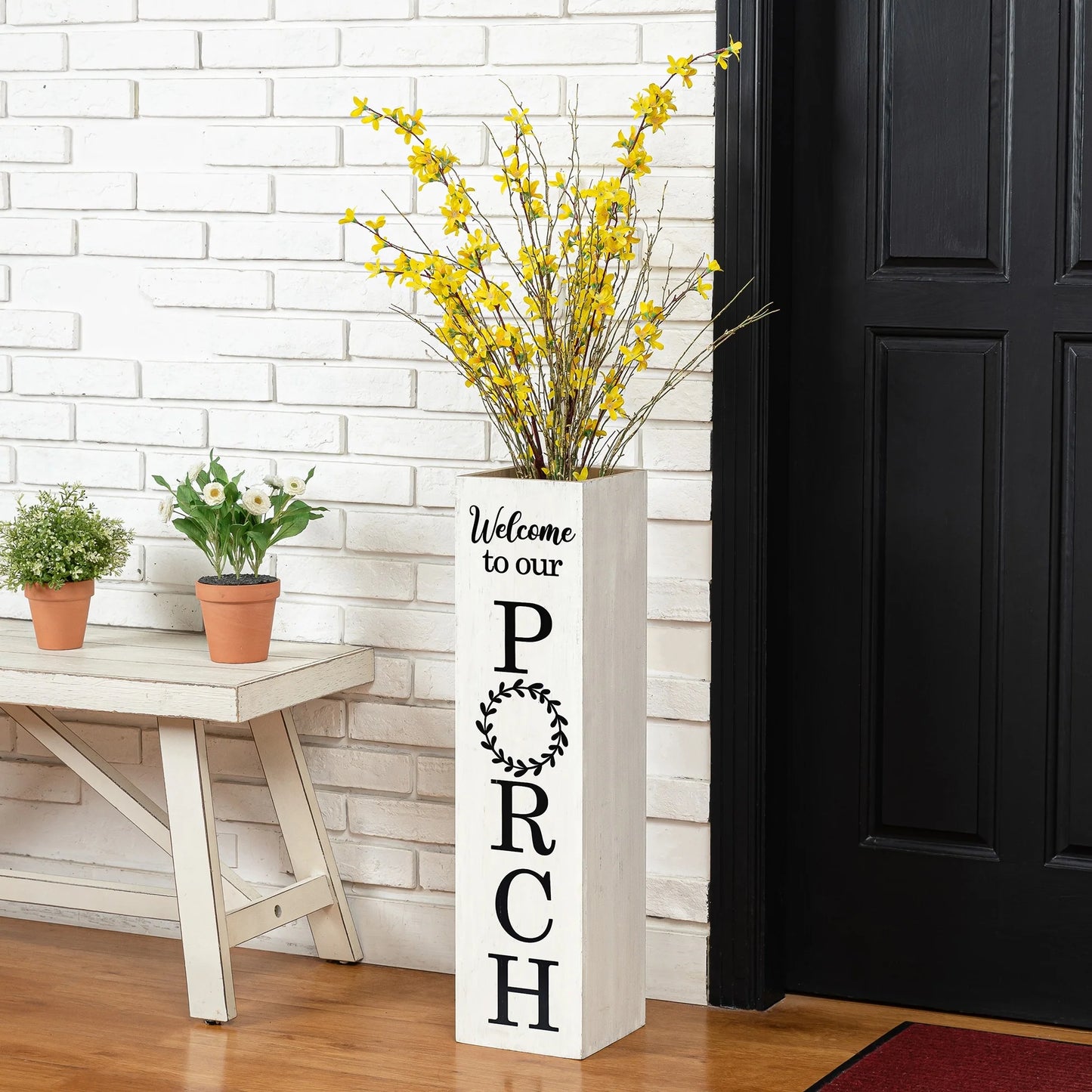 Glitzhome 30"H Rustic Welcome & Home or Welcome & Porch Double Sided Wooden Planter Sign Front Door Decor(2025 Quality-upgraded)