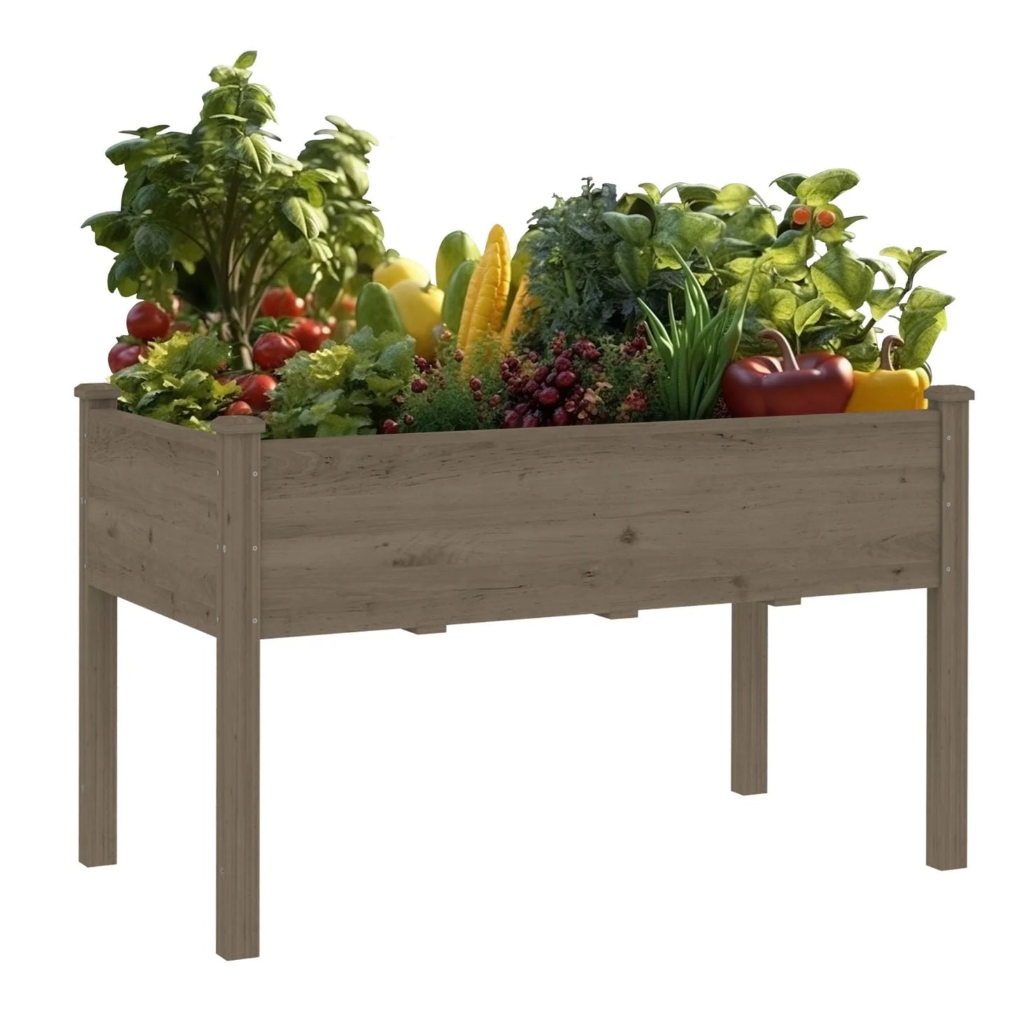 VEIKOUS Wood Raised Garden Bed Elevated Planter Box with Drainage Holes - 46.8''W x 22.4''D x 30.3''H
