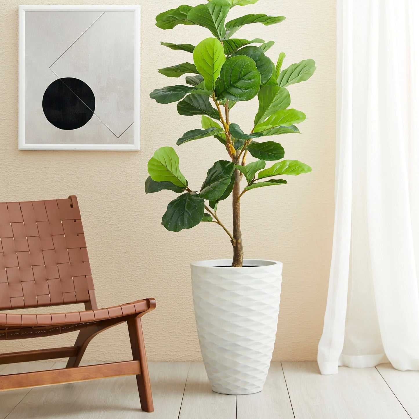 Glitzhome 19"H Set of 2 Modern Oversized Tall Planter Flowerpot Eco-Friendly Wave/ Diamond Textured Plant Pot