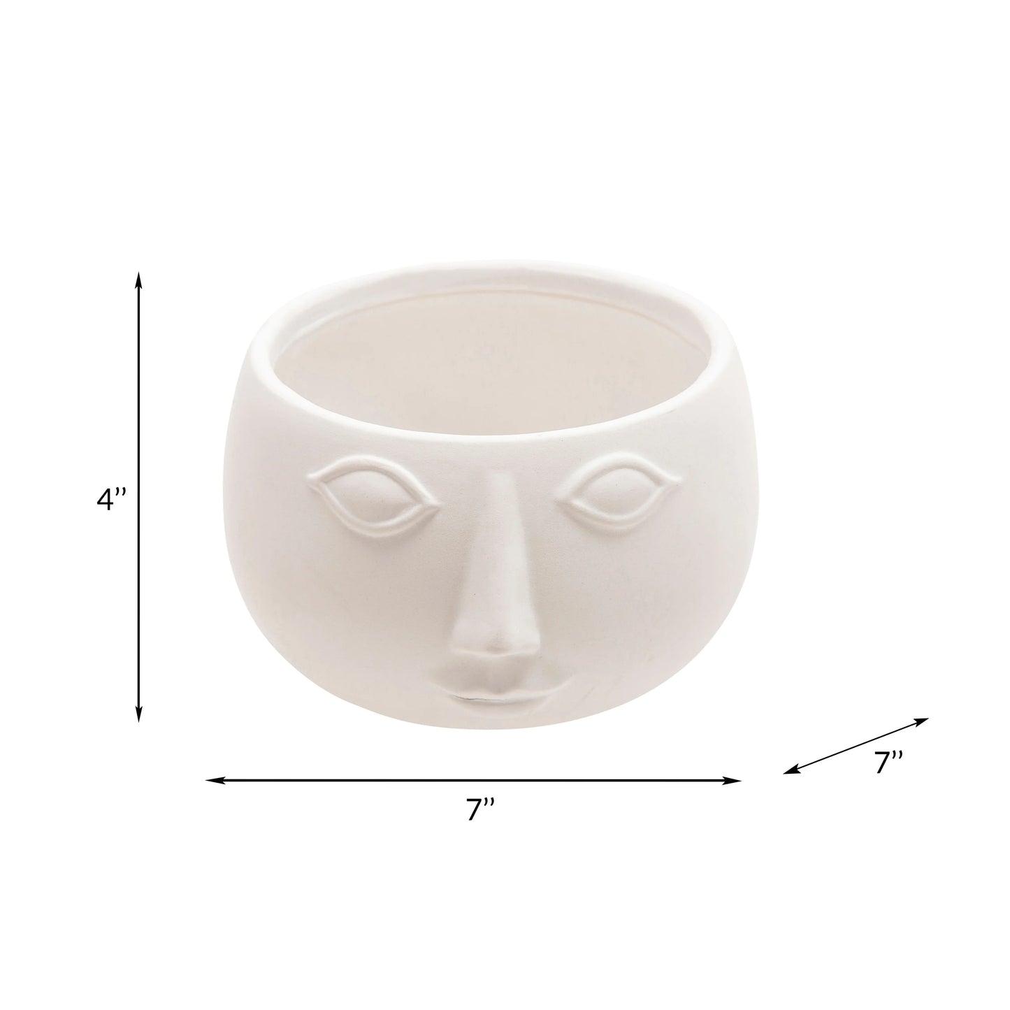 Sagebrook Home Ceramic Contemporary Face Planter - 7" x 7" x 4"