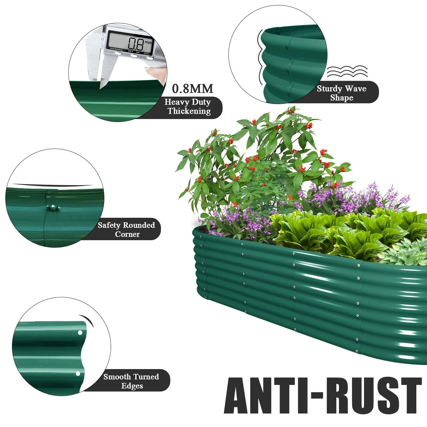 8 ft. x 3 ft. x 2 ft. Metal Oval Galvanized Raised Garden Bed
