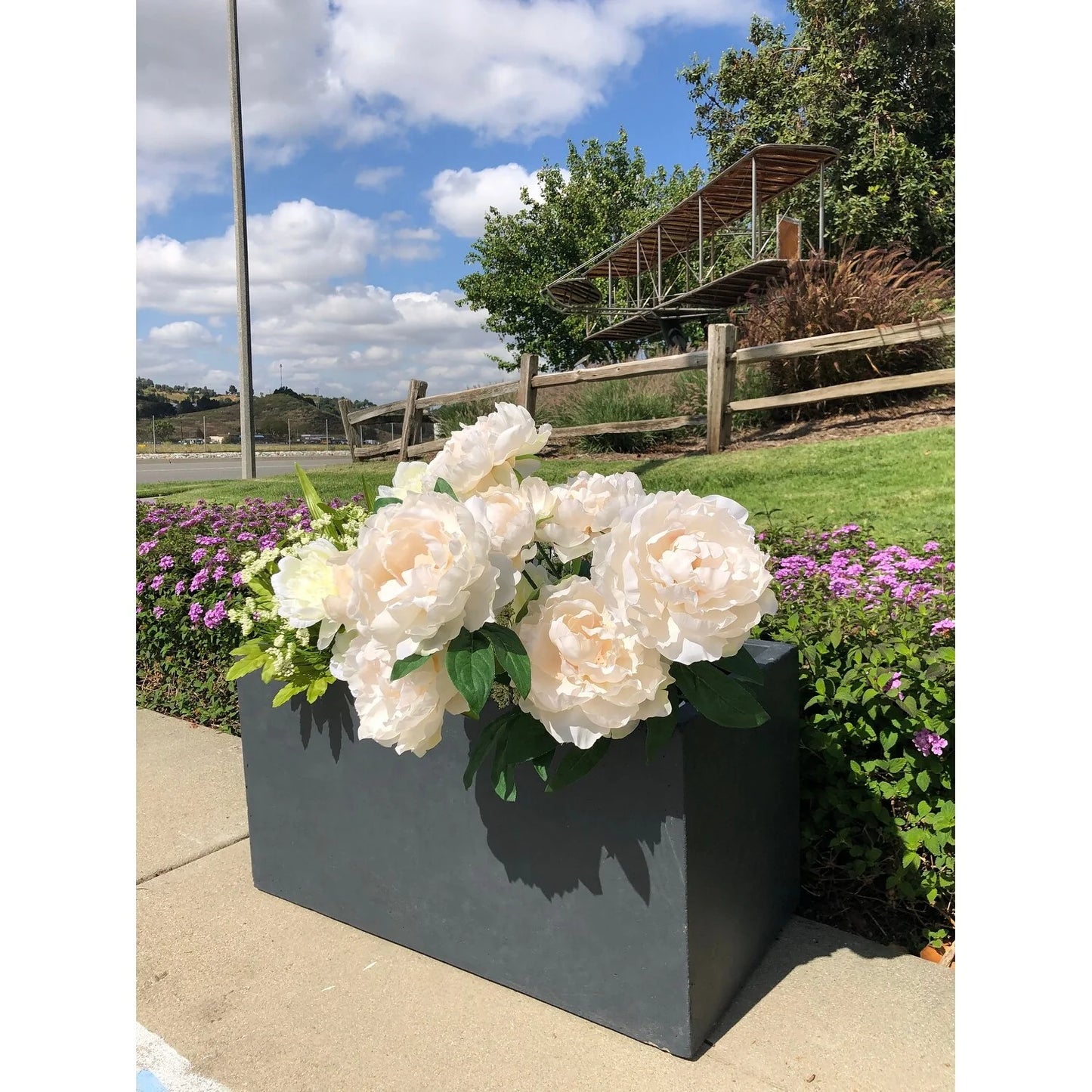 Durx-litecrete Lightweight Concrete Modern Long Granite Color Low Planter-Large - 31.1'x14.6'x14.8'
