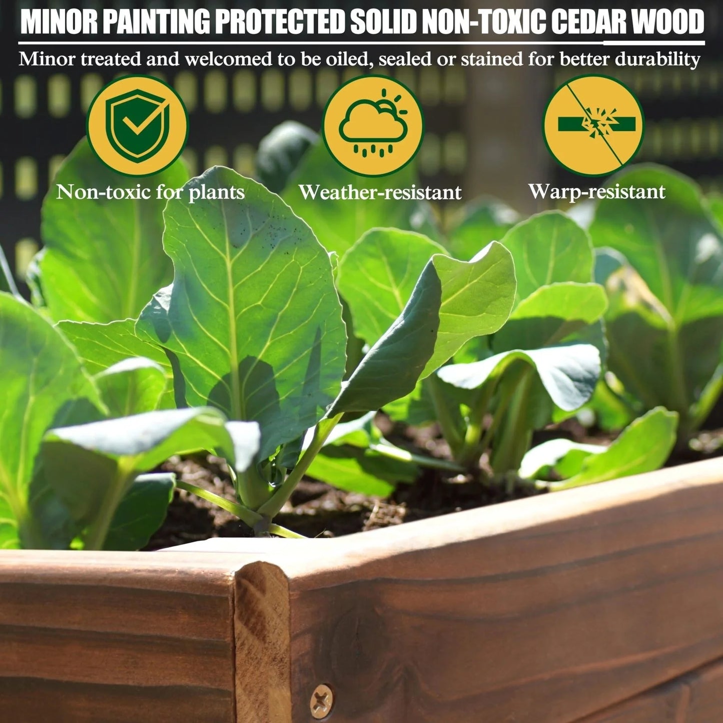 VEIKOUS Wooden Raised Garden Bed for Vegetables Oversized Deep Planter Box with Liner