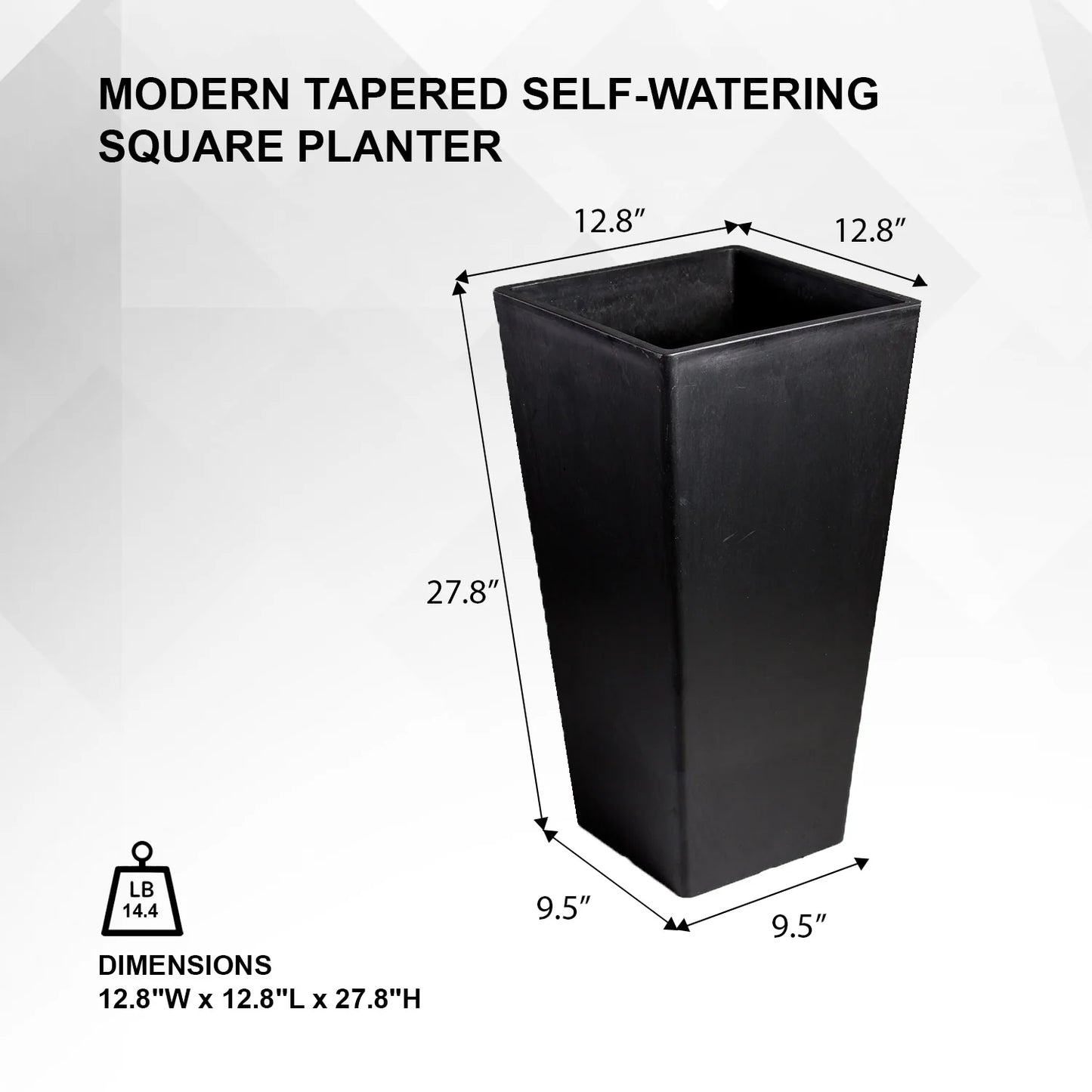 XBrand Modern Square Tapered Planter – 28" or 30" Tall, Indoor & Outdoor Use