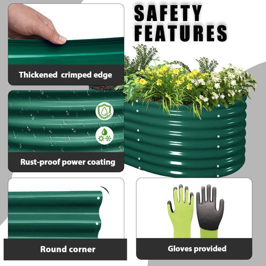 8 ft. x 3 ft. x 2 ft. Metal Oval Galvanized Raised Garden Bed