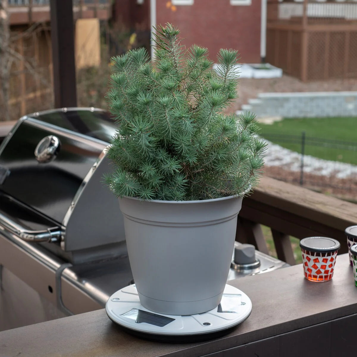 Gama Sonic Flower Decorative Planter Solar Uplight for Pot Base Stand