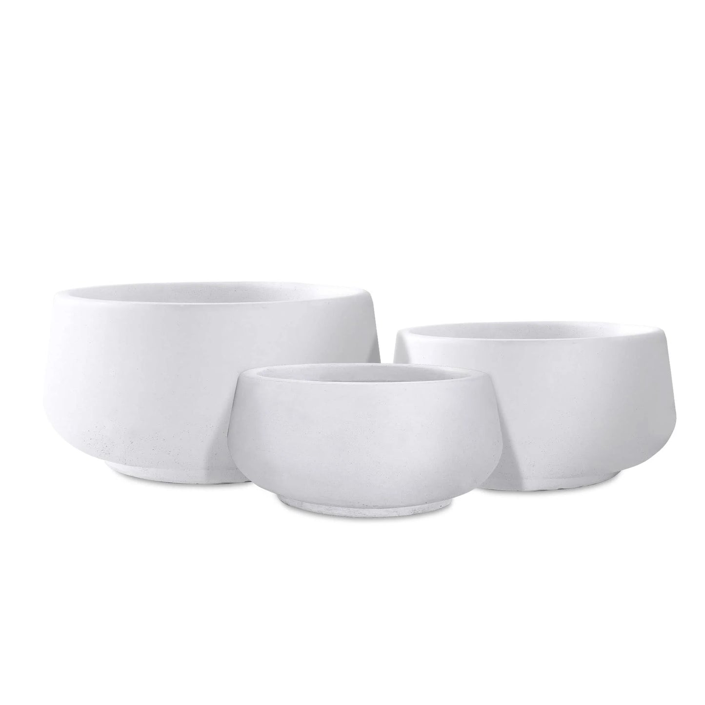 Kante 21.6", 16.9", 12.5"W Round White Concrete Planters (Set of 3), Outdoor/Indoor