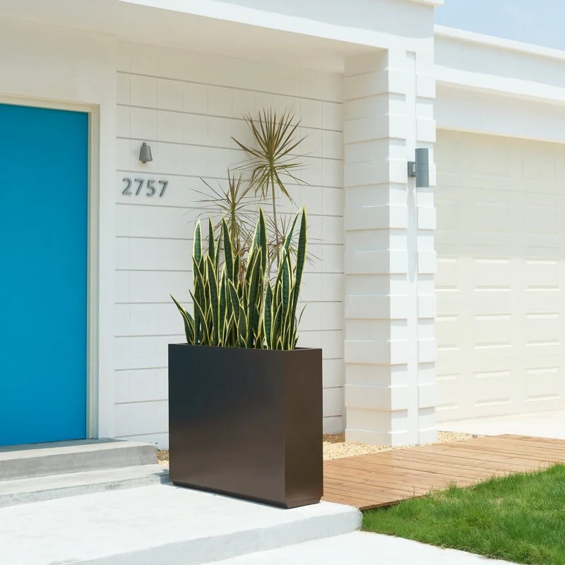 Metallic Heavy Planter for Outdoor Plants, 38Lx10Wx30H Inches Tall and Long Metal Divider Planter Box - 38"x30"x10"