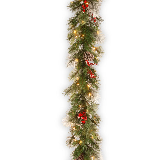 National Tree Company 9 ft. Wintry Berry Garland with Clear Lights - 9 ft
