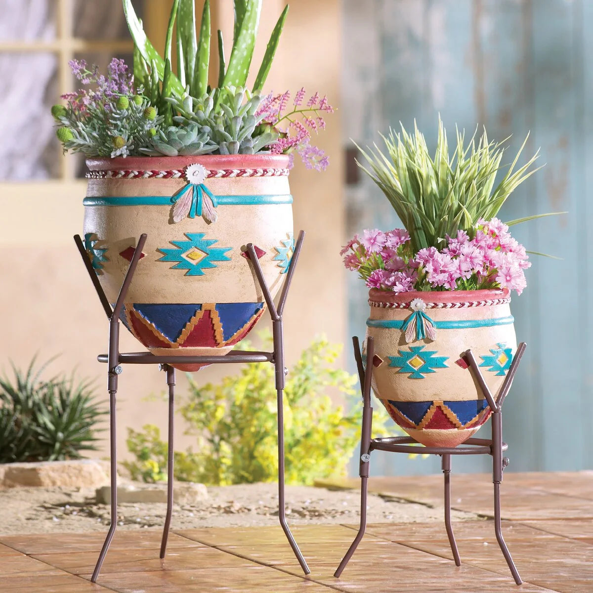 Southwest Garden Planters - Set of 2 - NO SIZE
