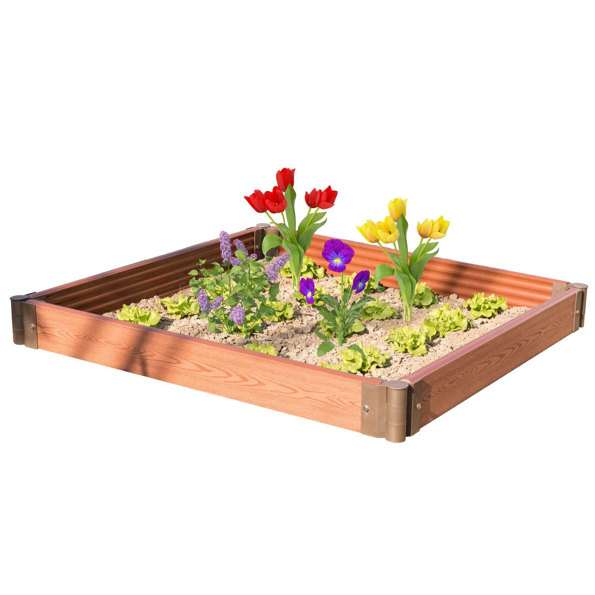 Classic Traditional Durable Wood- Look Raised Outdoor Garden Bed Flower Planter Box