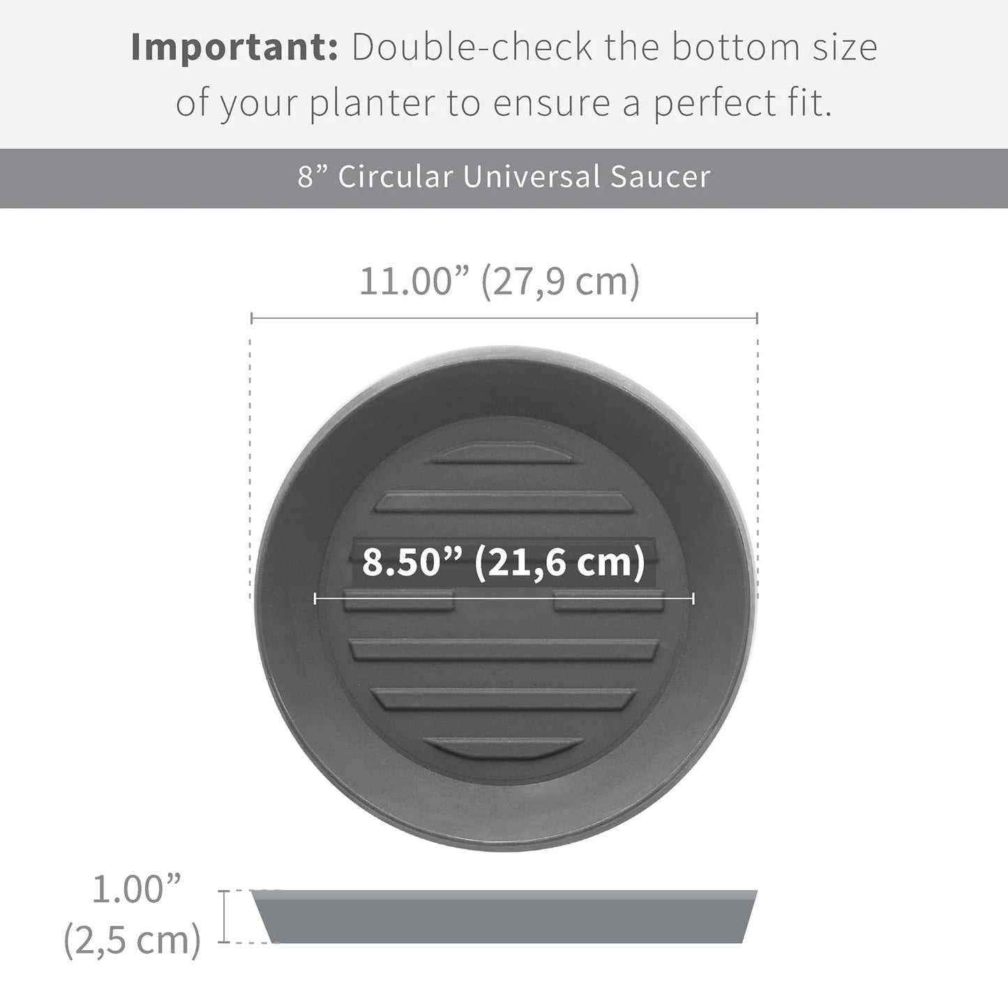 Universal Round Plant Saucer, Heavy Duty Planter Tray