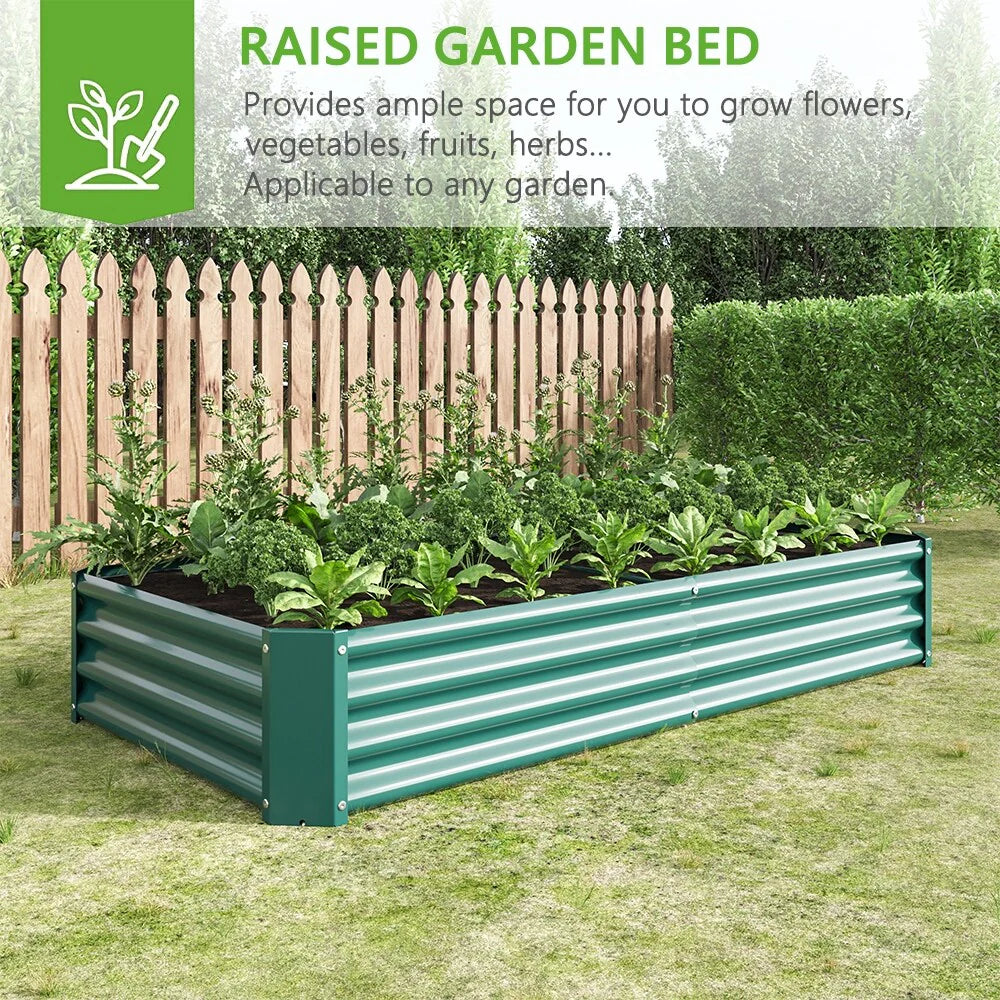 Outdoor Galvanized Metal Raised Garden Bed Kit - 6 x 3 x 1 ft