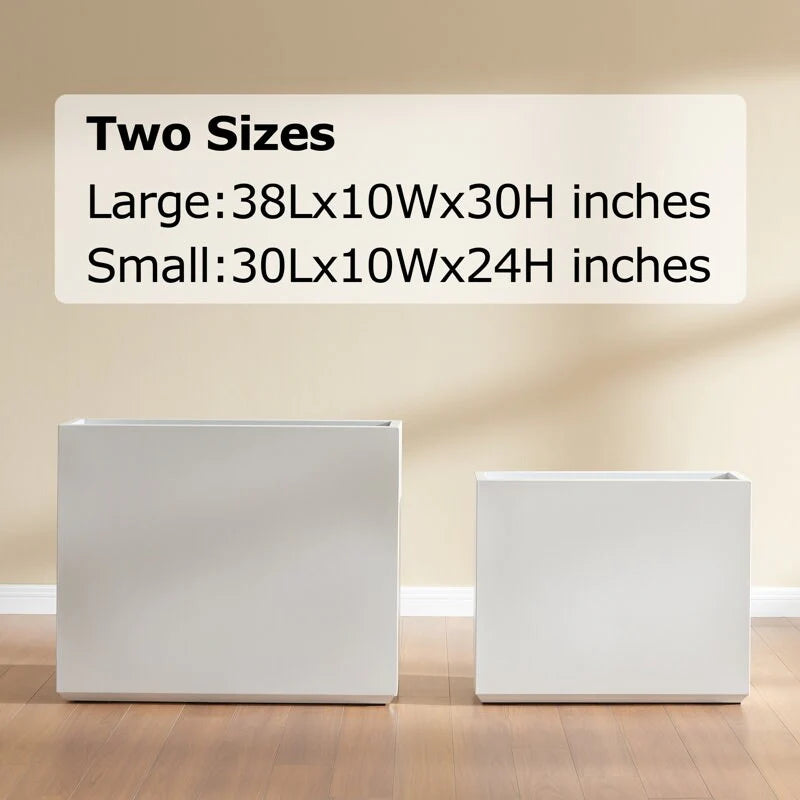 Metallic Heavy Planter for Outdoor Plants, 38Lx10Wx30H Inches Tall and Long Metal Divider Planter Box - 38"x30"x10"