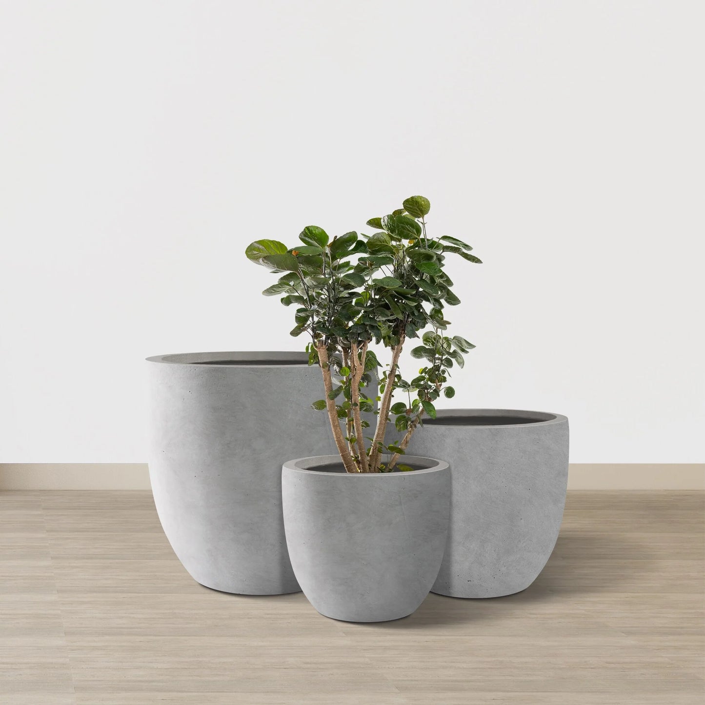 Kante 20", 16.5", 13.3"W Weathered Finish Round Concrete Planters (Set of 3), Outdoor/Indoor Decorative Pots w/ Drainage Hole