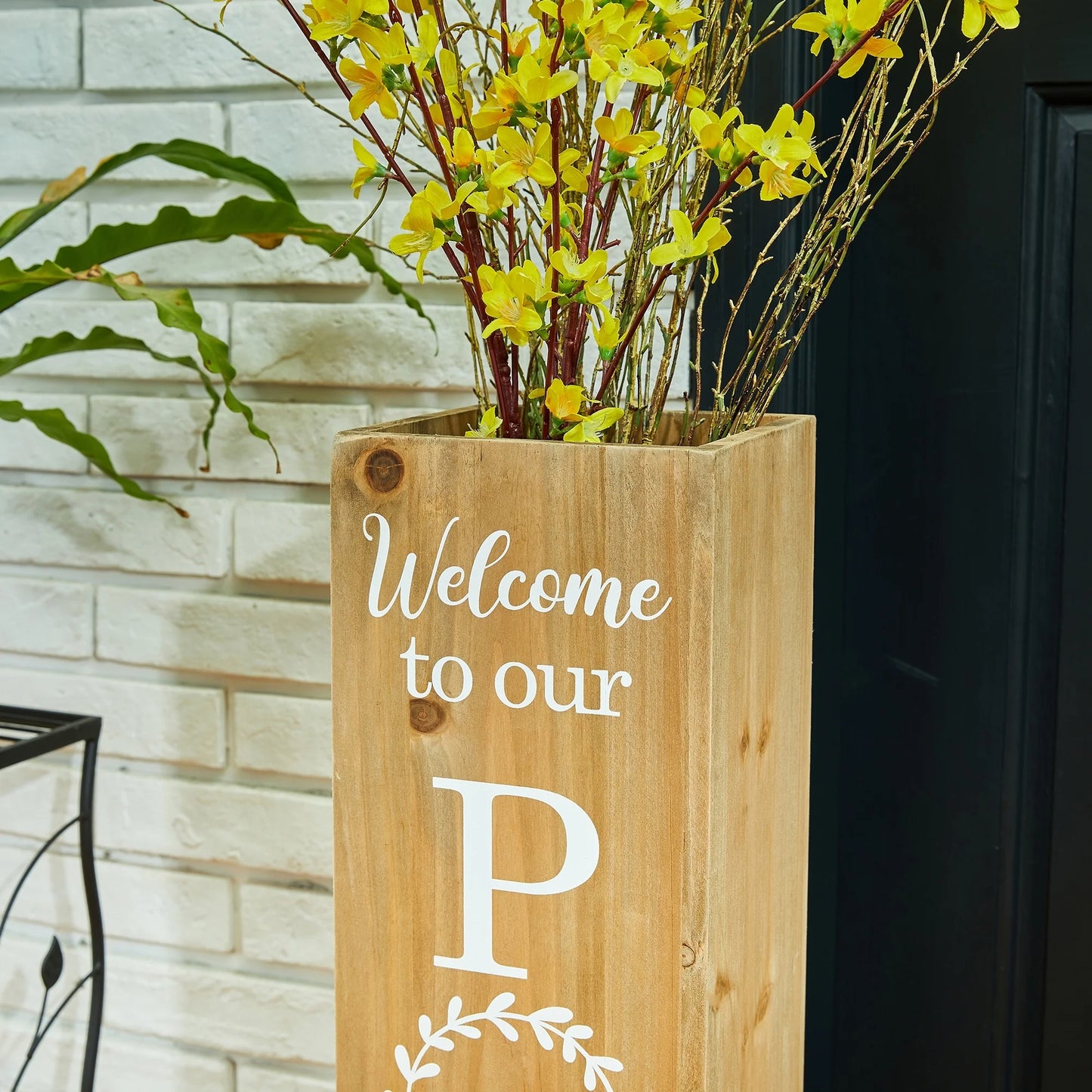 Glitzhome 30"H Rustic Welcome & Home or Welcome & Porch Double Sided Wooden Planter Sign Front Door Decor(2025 Quality-upgraded)