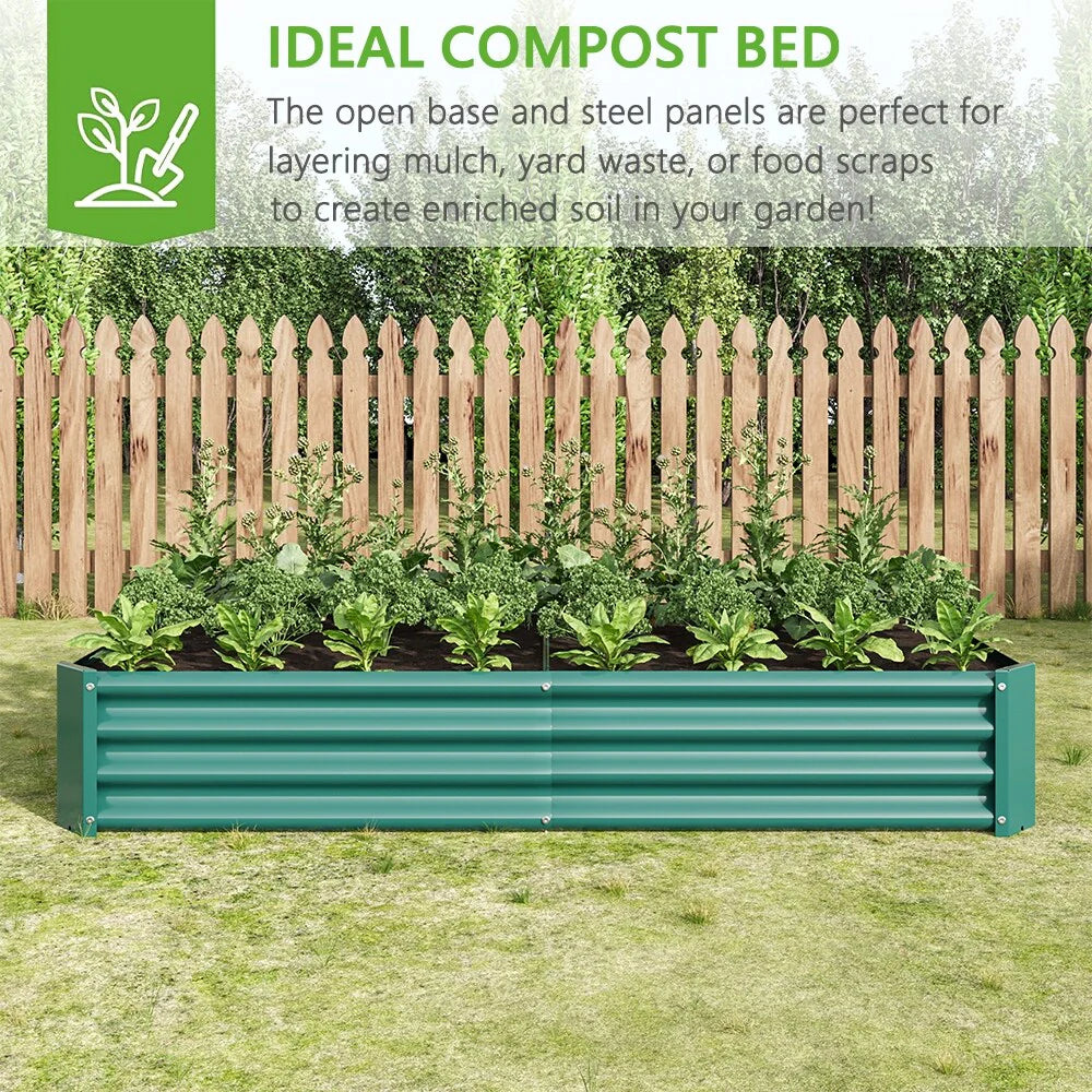 Outdoor Galvanized Metal Raised Garden Bed Kit - 6 x 3 x 1 ft