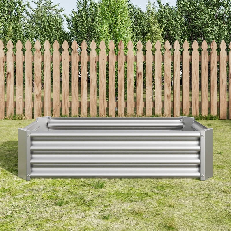 Metal Raised Garden Bed Outdoor Rectangle Planter Box for Gardening