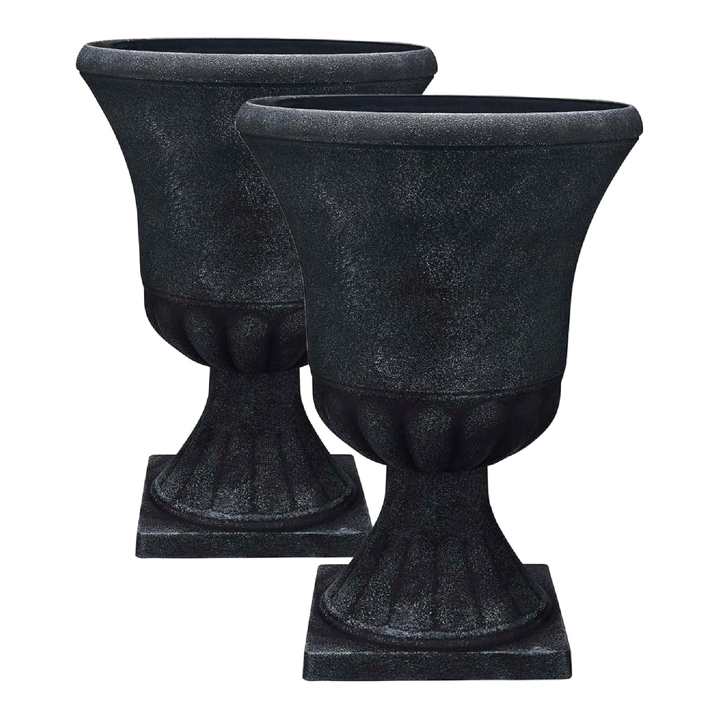 Southern Patio EB-029816 Winston 16 Inch Resin Outdoor Planter, Black (2 Pack) - 6.61