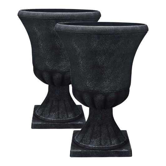 Southern Patio EB-029816 Winston 16 Inch Resin Outdoor Planter, Black (2 Pack) - 6.61