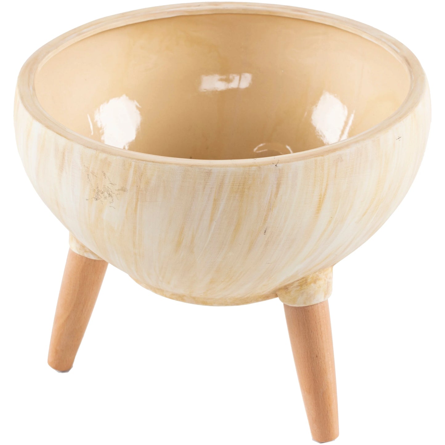 Nabila Half Circle Ceramic Planter - 10"H x 13"W x 13"D