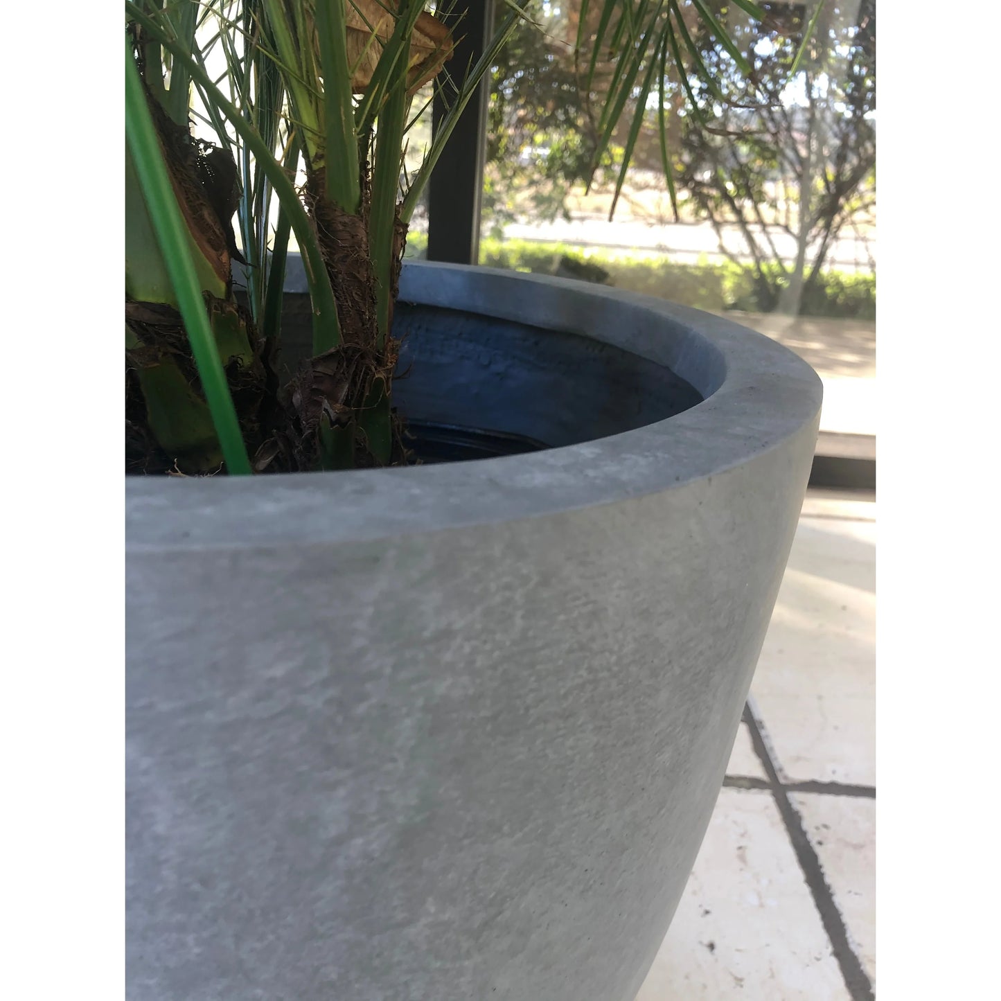 Kante Large Concrete Round Planters (Set of 3), Outdoor/Indoor, Modern, Lightweight, Weather Resistant (Slate Gray)