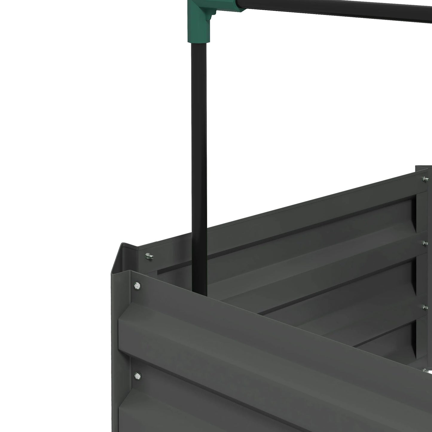 Outsunny Galvanized Raised Garden Bed, 24" x 24" x 11.75" Outdoor Planter Box with Trellis Tomato Cage and Open Bottom