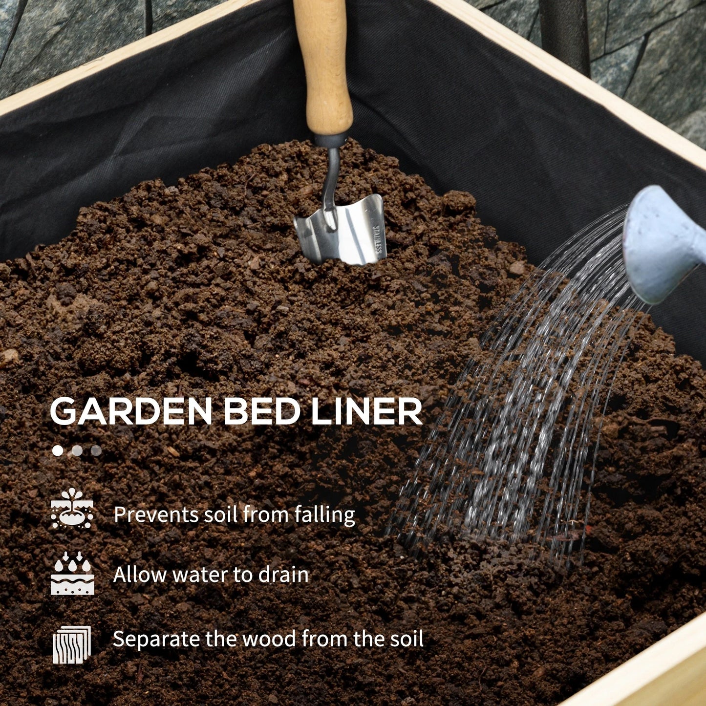 Outsunny Wooden Raised Garden Bed with Bed Liner and Drain Holes, Large Elevated Planter Box with Legs