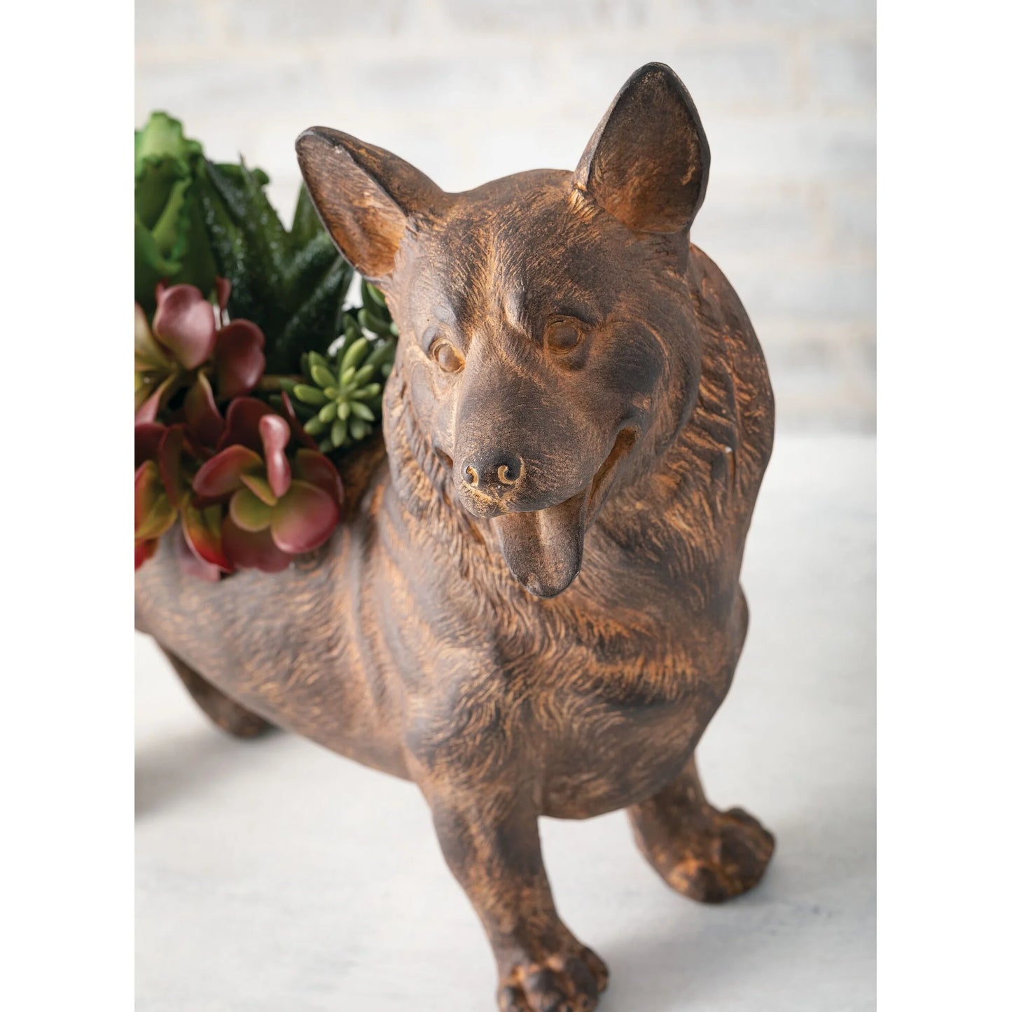 Sullivans Corgi Planter 16"H Brown - 18"L x 7"W x 16"H