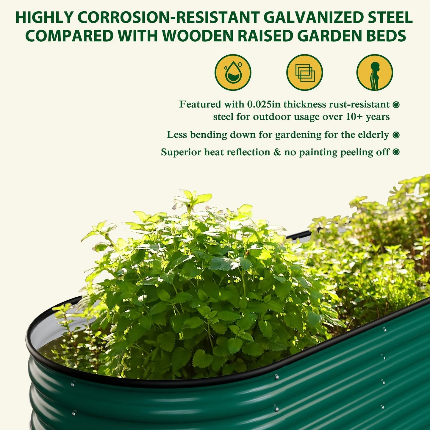 VEIKOUS 9-in-1 Modular Galvanized Metal Raised Garden Bed Kit for Outdoor Planters