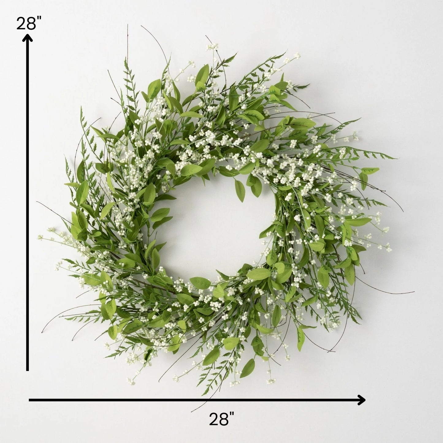 Sullivans Artificial Lush Leaf and Berry Wreath; Green