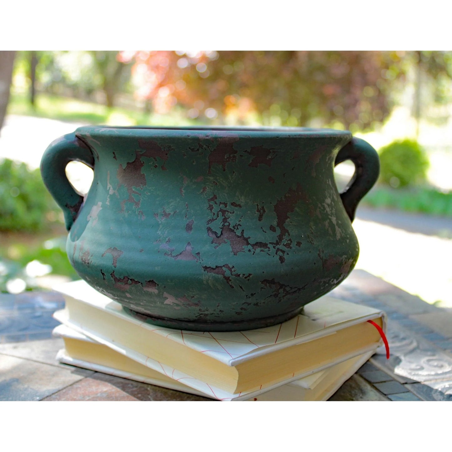Egyptian Era Terracotta Planter in Blue,Green, Red, Purple in 2 sizes
