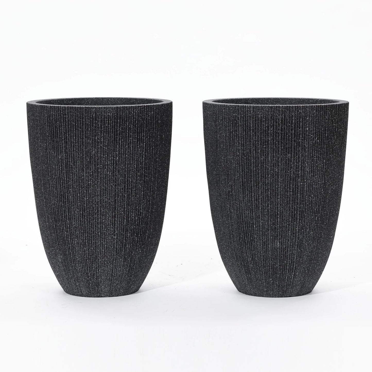 2-Piece Tall Tapered Round Plastic Planters Set, Mediterranean Style