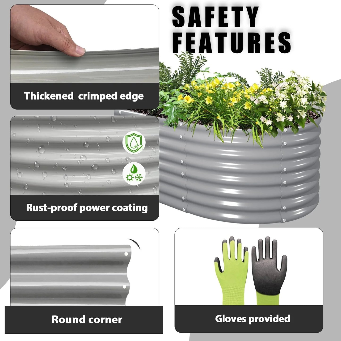 8 ft. x 3 ft. x 2 ft. Metal Oval Galvanized Raised Garden Bed