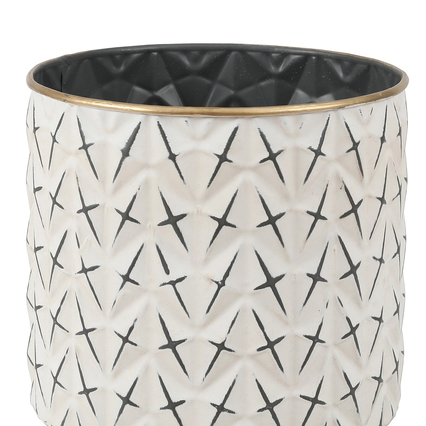 Distressed White and Black Metal Cachepot Planters with Legs (Set of 3)