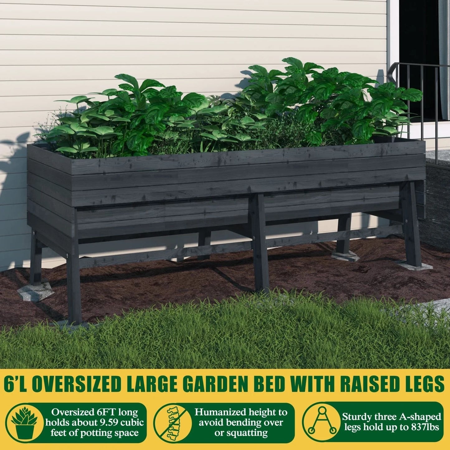 VEIKOUS Wooden Raised Garden Bed for Vegetables Oversized Deep Planter Box with Liner