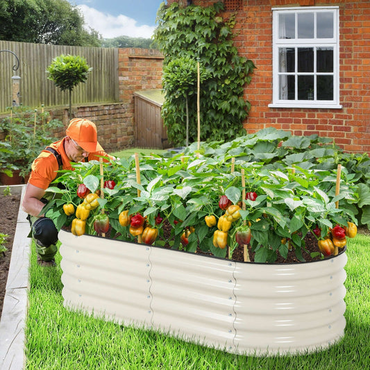 Aoodor 4 in 1 Modular Aluzinc Metal Raised Garden Bed - Outdoor Garden Planter Box for Vegetable, Flower, Herb - N/A