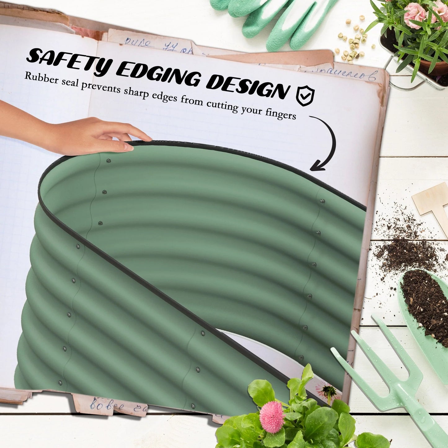 Outsunny 6.4' x 2' x 1.4' Galvanized Raised Garden Bed Kit, Outdoor Metal Elevated Planter Box with Safety Edging